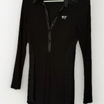 Calvin Klein Sexy Little Things Black Satin Lace Jewel Button Bow Ribbed Henley Elana Gilbert Photo 0