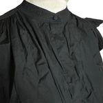 Madewell NWT  Women's Flutter Sleeve Button-Front Mini Dress Poplin Black Size XS Photo 4