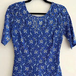 Soiéblu Royal Blue Floral Lace Romper, Formal Lace Onesie, Size Medium Photo 0