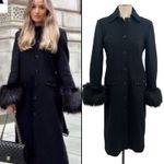 ZARA  Jacket Coat Fitted Fur Trim Manteco Wool Blend Black Size Small Photo 1