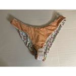 J.Crew  Blue Floral Mid Rise Curved-Waist‎ Cheeky Bikini Bottom Size Large NWT Photo 4