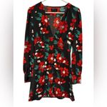 Urban Outfitters  Michelle Dress Plunging Neckline Floral Red Black Size Small Photo 1