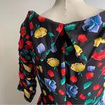 Vintage 80s Arnold Scaasi Boutique Couture Silk Floral Ruched Party Dress 12 Black Photo 5