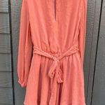 EXPRESS  women’s size large Tie Waist Ruffle Romper in melon corral color Photo 2
