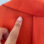 Rachel Roy  Blouse XS Orange Satin Popover V Neck Short Sleeve Silky Hi Low Flowy Photo 4