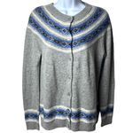 Talbots  Fair Isle Cardigan Sweater Lambswool Blend Nordic Holiday Cabin Cozy M Photo 1