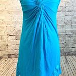 SoCal Sleeveless Knot Front Braided Neckline Mini Dress Blue Logo Womens Small Photo 0