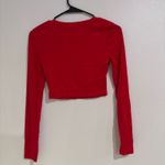 SheIn Red Cropped Long Sleeve Shirt Photo 1