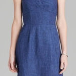 Skatie KATIE Strapless Denim Blue Retro Boho Mini Dress Photo 0