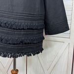 Anthropologie Meadow Rue Olathe Tiered Fringe Hem Linen Boxy Shirt Black Small Photo 5