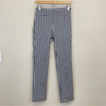 J. McLaughlin  Masie Gingham Plaid Slim Straight Leg‎ Pull On Pants Navy Size 4 Photo 2