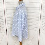 ZARA  Gauze‎ Embroidered Polka Dot Button Up Shirt Blue White Large Photo 1