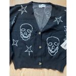 No Boundaries New Women’s  Skull 💀 Print Cardigan Black White size Small 4-6 Photo 3