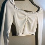 SheIn Cream Crop Top Blouse Long Sleeves SZ 10 Summer Casual Tee T Shirt Lace Photo 6