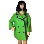 American Vintage 1960s Joseph Heim Agnes Whitmore Green Boucle Mod Wool Coat black trim Medium Photo 1