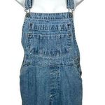 NY Jeans Vintage  Denim Overalls Shorts Womens Medium Blue Sleeveless Pockets Photo 0