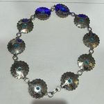 Southwest Faux Turquoise, Silver tone Chain Link Belt, up to 30”, Vintage Photo 0