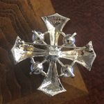 Trifari Vintage enamel and pearl Maltese cross brooch pin Photo 1