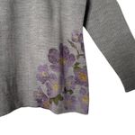 Pendleton Merino Wool Herringbone Sweater Womens XLP Gray Purple Flower Knit Photo 2
