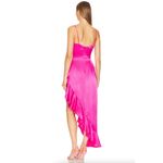 Bardot Revolve Ember Midi Dress Hot Pink High Low Asymmetrical V-Neck Large Sexy Photo 3