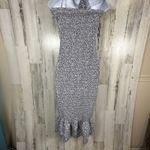 Mable Dusty Blue Floral Midi Dress M | Smocked Halter | Ruffle Hem | MSRP $90 Size M Photo 1