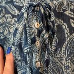 Frye & Co Blue Floral Ruffle Long Sleeve Dressy Button Down Blouse Women Sz XXL Photo 7