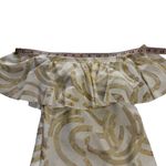 Tara Grinna Ruffle Gold & White Metallic Off The Shoulder One Piece Ribbed 4 S Photo 14