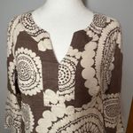 Boden‎ Brown linen Floral Print 3/4 Sleeve Tunic Dress boho US 6 Photo 1