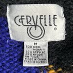 Vintage 80s Wool Mohair Cardigan Sweater Black Purple Geometric Abstract Art Blue Size M Photo 8