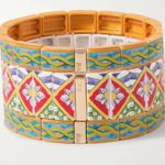Nwot Roxanne assoulin Geometric Stretch Bracelet set of three Orange Photo 4