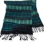 Johnstons of Elgin Lambswool Scarf Blue Green Black Stripe Photo 1