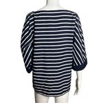 Ralph Lauren Lauren Shirt Women Medium Navy Blue White Stripe Boat Neck Nautical Photo 2