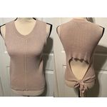 Fate Womens Size Large‎ Light Beige Sleeveless Sweater Back Tie Coastal Preppy Tan Photo 1