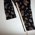 Coldwater Creek Tropical Print Wide Leg Pants Small Black Stretch Travel Resort Photo 7