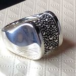 MICHAEL DAWKINS Sterling Silver Starry Night Oxidized Caviar Accented Ring Sz 5 Photo 9