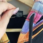 Y2K 90’s Black Rainbow Psychedelic Rip N Tear Wide Bell Sleeve Full Zip Hoodie Size L Photo 8