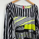 IC By Connie K Tunic Top Womens 3X Black White Striped Tie Photo 2