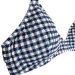 J.Crew  Textured Padded Gingham French Bikini Top Size 2X Blue White Check Beach Photo 2