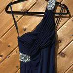 Adrianna Papell Hailey by  navy bedazzled long bridesmaid, formal prom dress Photo 3