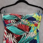 Anne cole  Blue Floral Tropical Leaf Strapless Tube Bikini Swim Tankini Top Small Photo 2