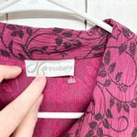 Dressbarn Shirt Women Chest 36" Red Paisley Collared Long Sleeve Button Down Size L Photo 4