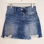 Madewell  Rigid Denim A-Line Button Fly Mini Jean Skirt Destructed Edition 26 Photo 2