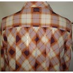 prAna New Womens NWT S Plaid  Top Snap Dress Long Flint Maxi Orange Purple Beige Photo 8