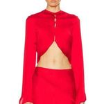 Acne Studios Long Sleeve Blouse in Bright Red 42 New Womens Silk Top Photo 0