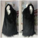 Topshop  Black Faux Fur Long Vest Open Front Sleeveless Jacket Coat Size M Photo 5