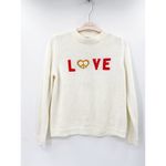 525 America  White Love Peace Intarsia Knit Crewneck Long Sleeve Pullover Sweater Photo 1
