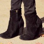 Joie  Oakley Black Suede Wedge Booties Photo 0