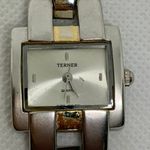 Bijoux Terner Terner silver gold tone watch women 22mm quartz analog band size 6” running Photo 2