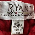Ryan Michael Button Down Shirt Embroidered Floral Silk Cowboy Crimson Red Small Photo 2