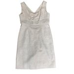 NWT Tahari by Arthur Levine Ivory White and Gold Shift Dress Size 12 Photo 2